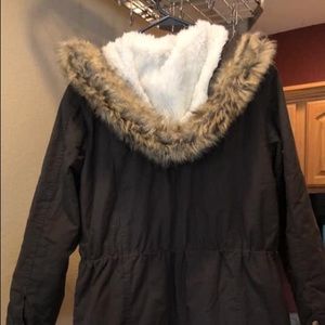 Fur hooded coat